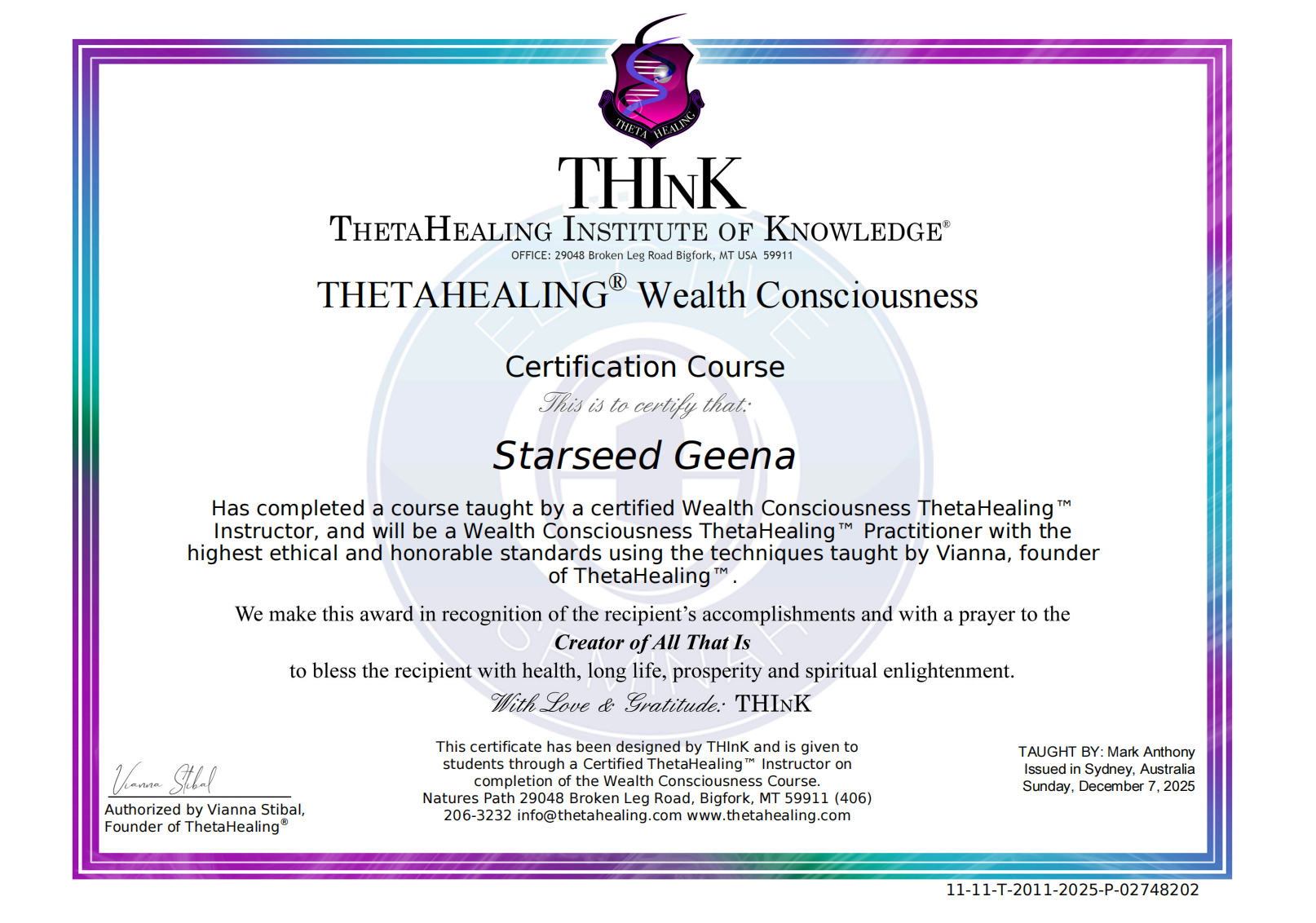 Theta Healing Certificate 1