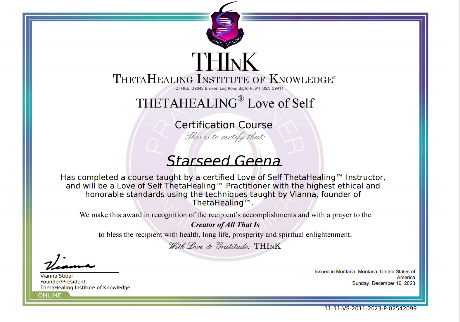 Theta Healing Certificate 2